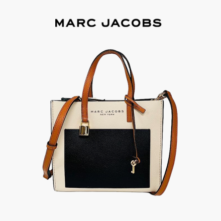 Marc Jacobs Mini Grind Colorblock斜挎托特包 白黑拼接色 學院風 時尚百搭